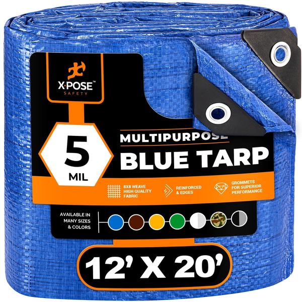 Xpose Safety 12 ft x 20 ft Tarp, Blue, Polyethylene BT-1220-A